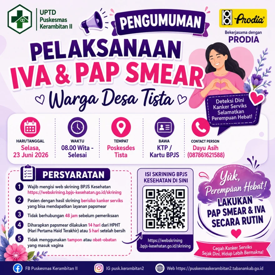 Pelaksanaan IVA & PAP SMEAR bagi Warga Desa Tista